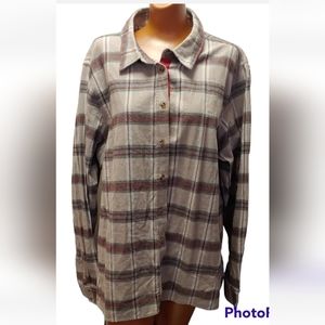 Evy's Tree The Amy Shirt Flannel Woman XXL Fairy Coastal Plaid Button Preppy